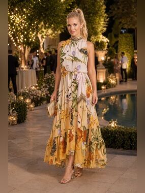 Camilla Necktie Silk Dress With Elasticated Waist Original Sin NMT